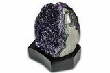 Deep Purple Amethyst Geode With Wood Base - Uruguay #342792-1